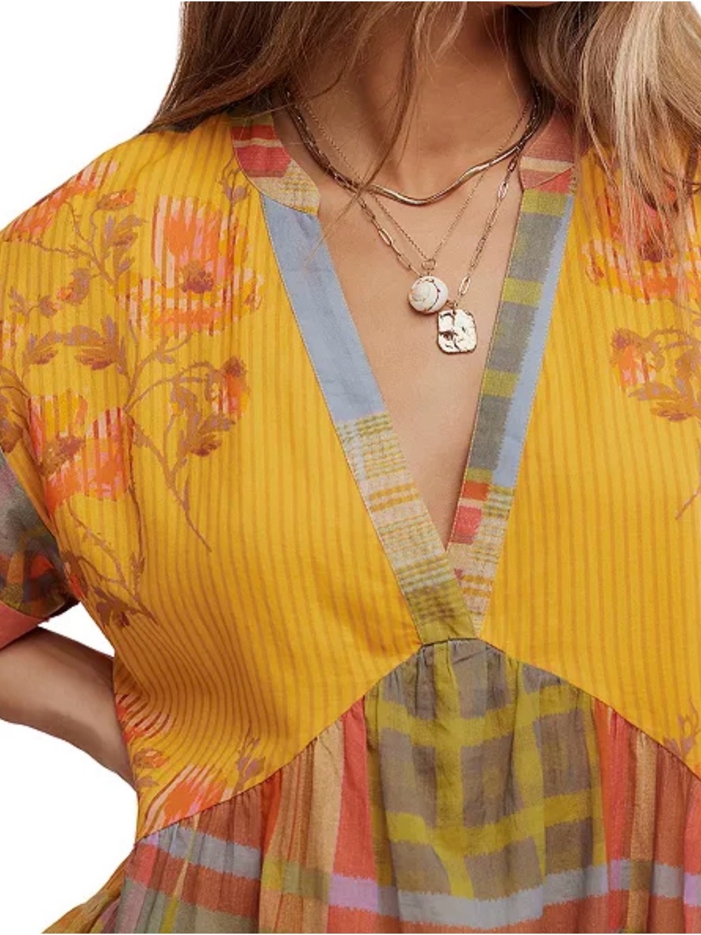 Free People Women's Agnes Printed V-Neck Cotton Oversized Dress in size S - Picture 2 of 5